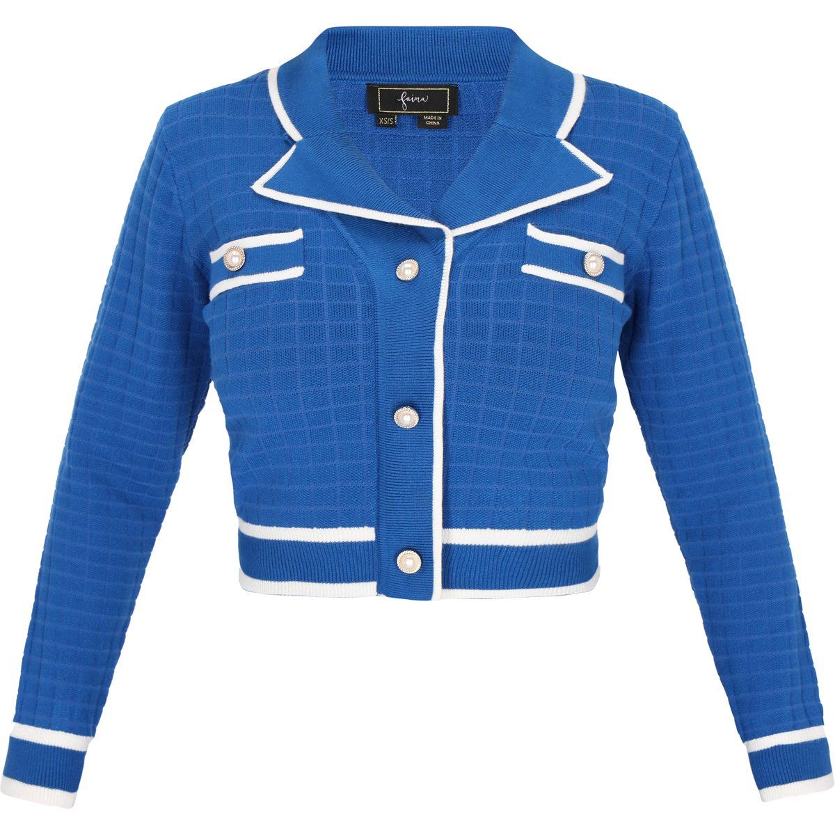 Kurzstrickjacke mit Gittermuster