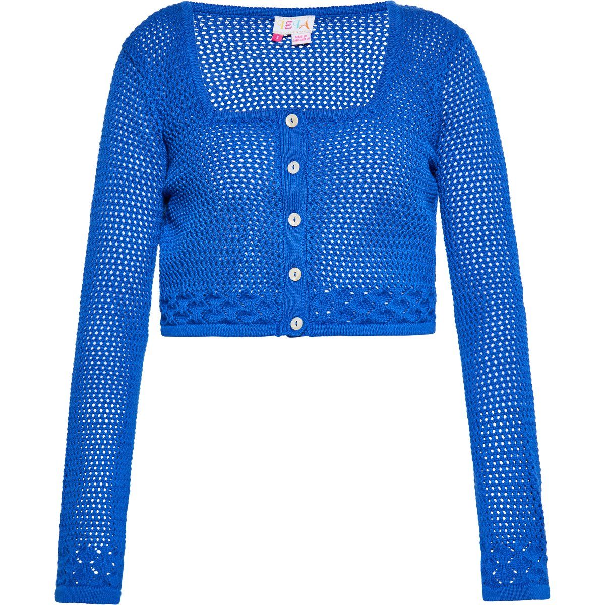 Kurzer Pointelle-Cardigan mit eckigem Ausschnitt