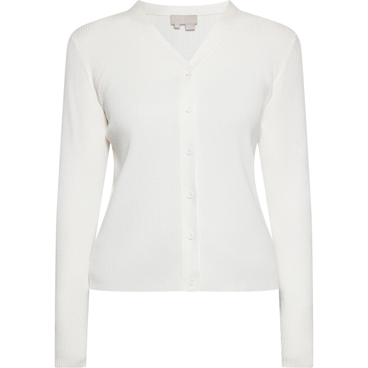 Gerippter Cardigan mit V-Ausschnitt