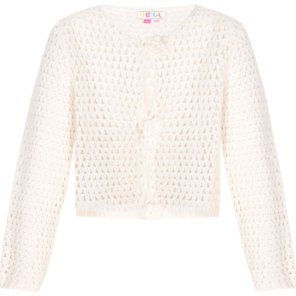 Häkel-Cardigan mit floralen Akzenten