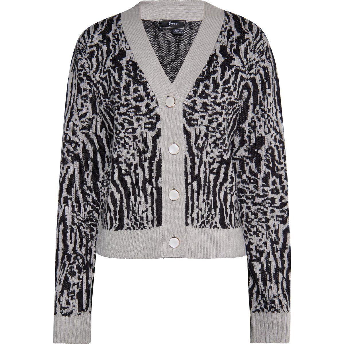 Zebra-Strickjacke mit V-Ausschnitt