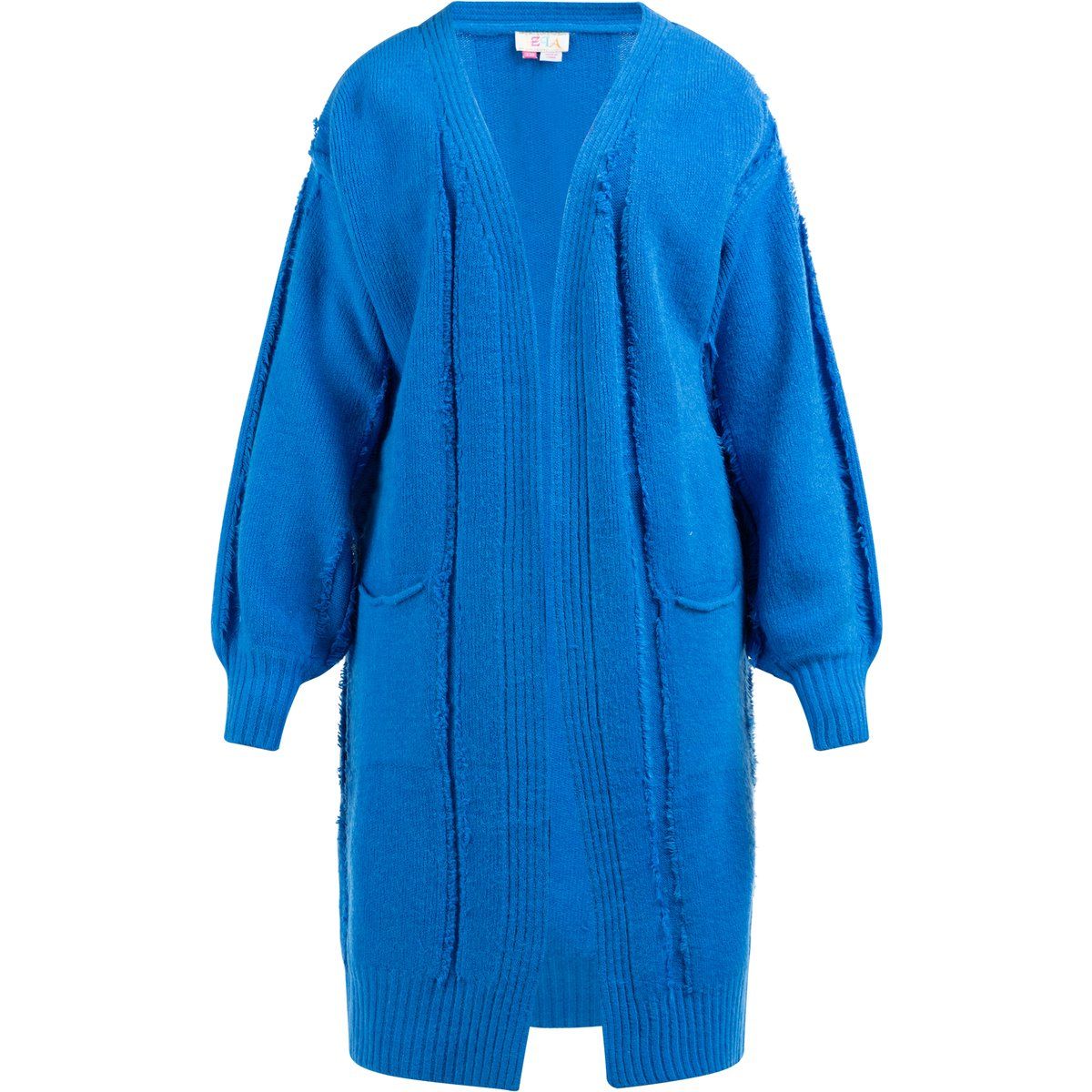Langer Strick-Cardigan mit Fransendetails