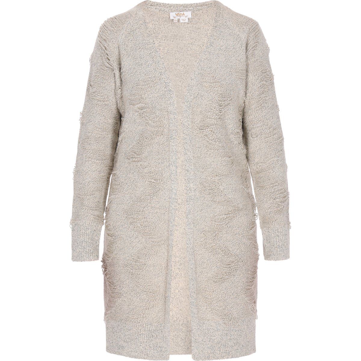 Strukturierte offene lange Strickjacke