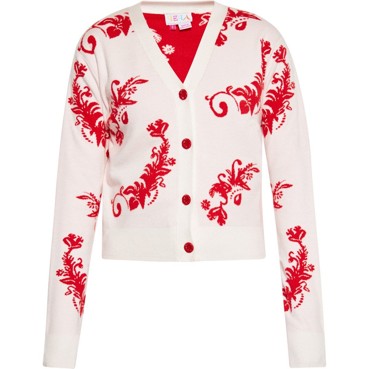 Cardigan mit floralem Jacquard-Muster
