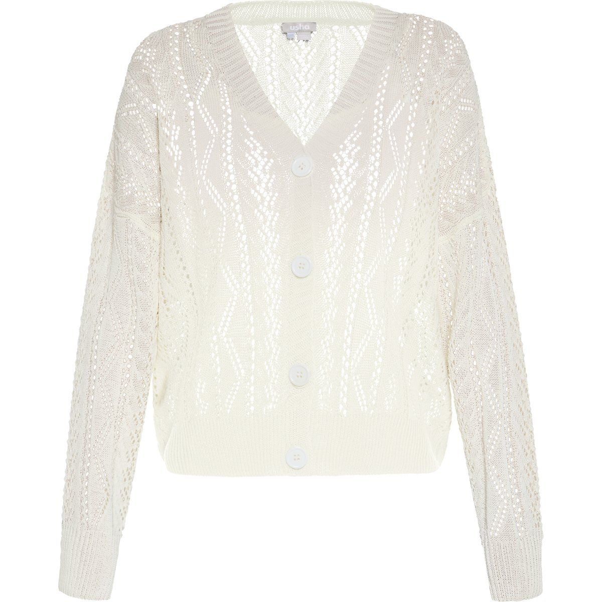 Zarte Pointelle-Strickjacke mit V-Ausschnitt
