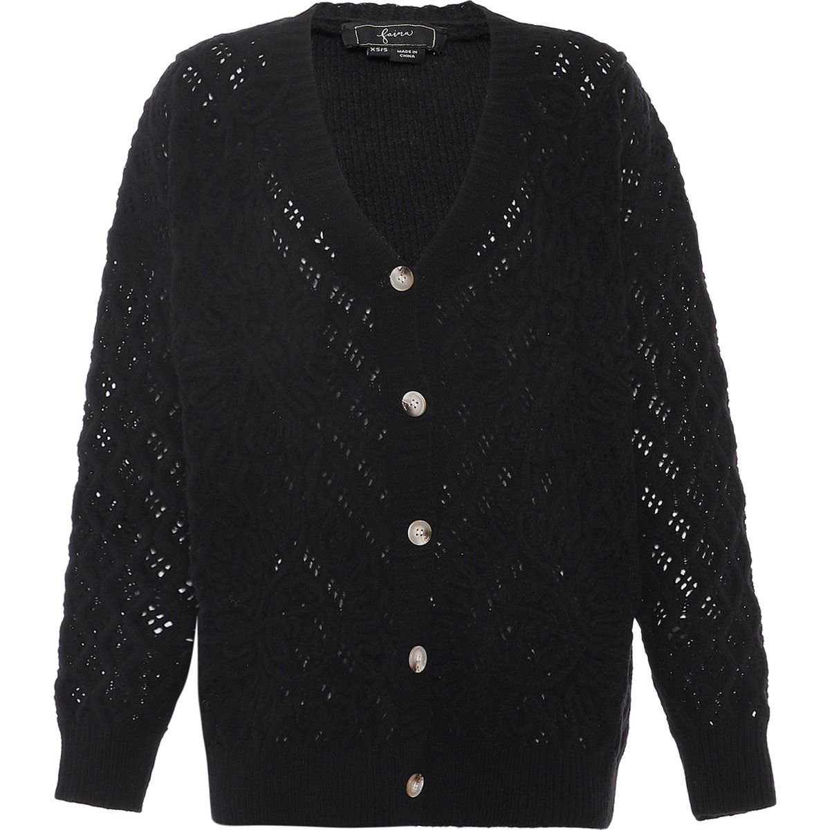 V-Ausschnitt Strickjacke mit Lochmuster