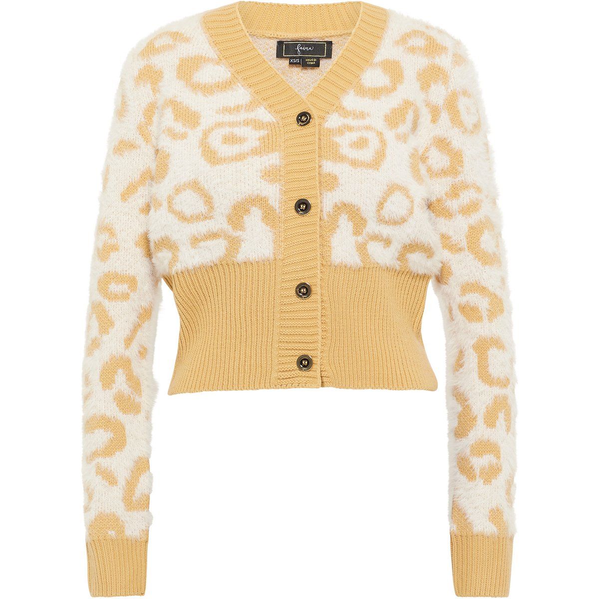 Flauschige Strickjacke mit Leopardenmuster