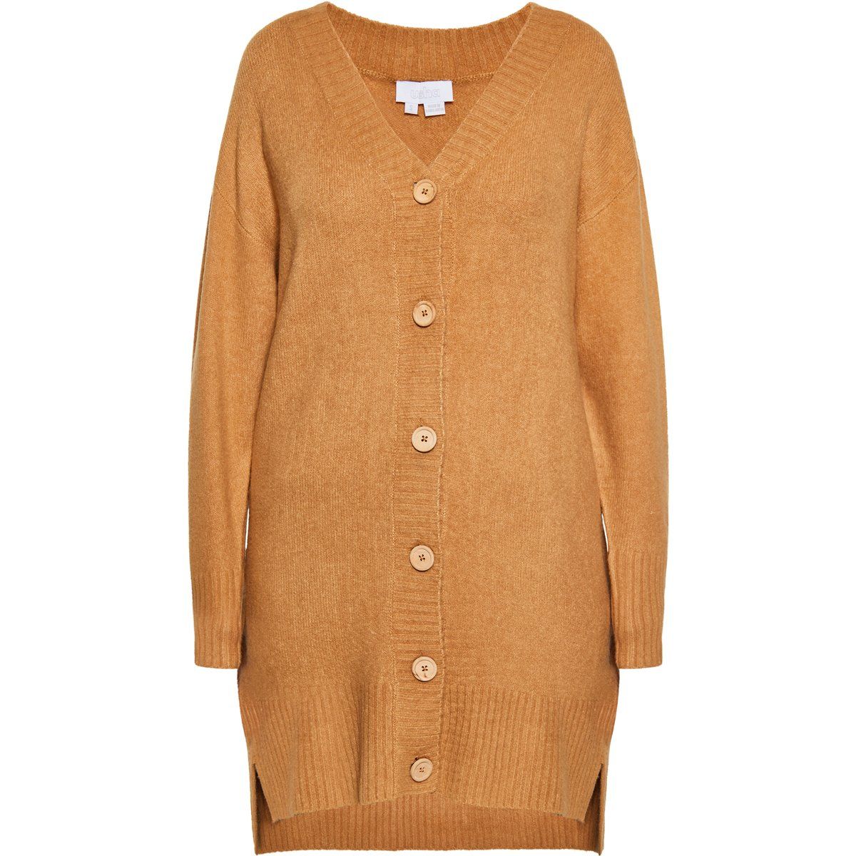Langer Strick-Cardigan mit V-Ausschnitt