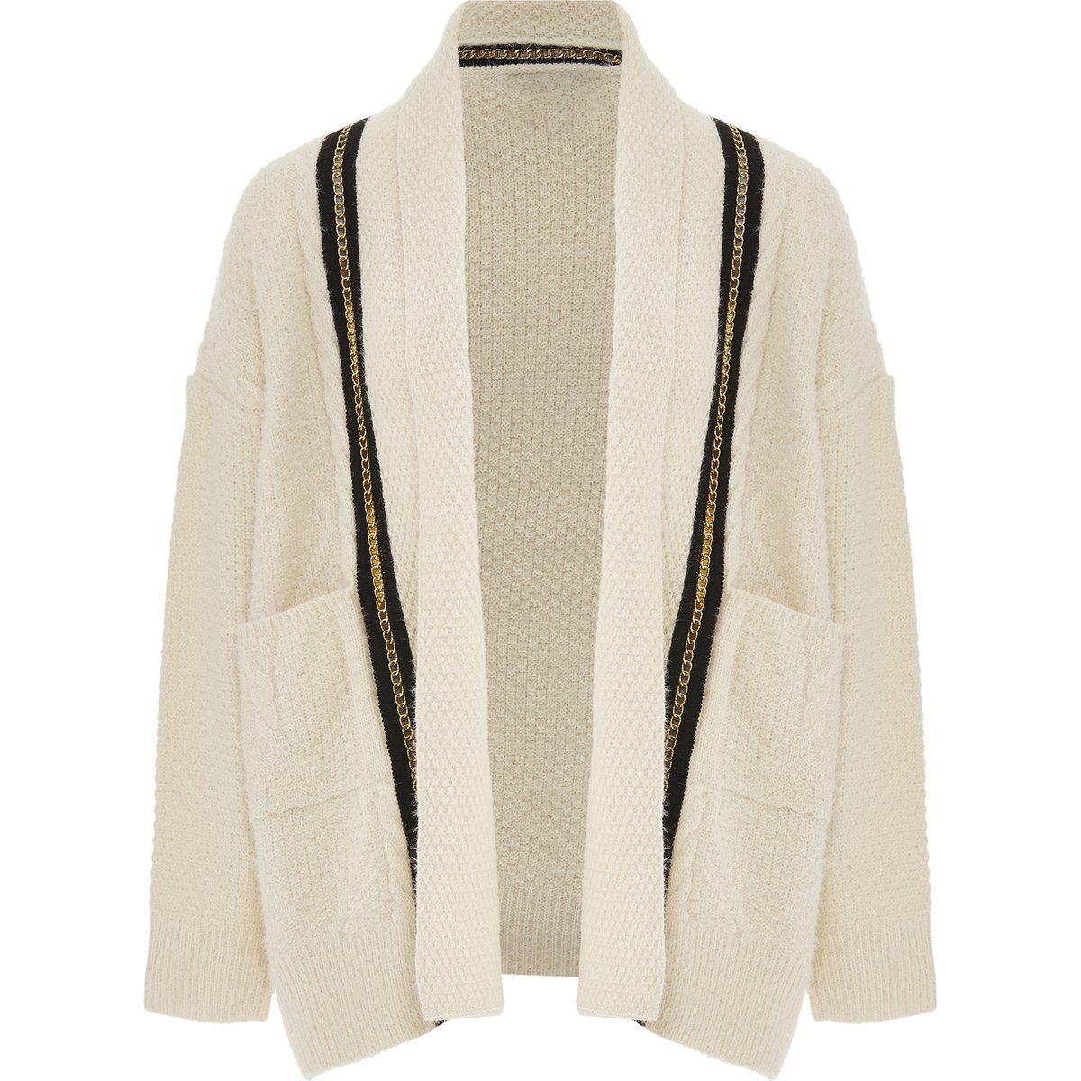 Strukturierte Strickjacke mit Kettendetails