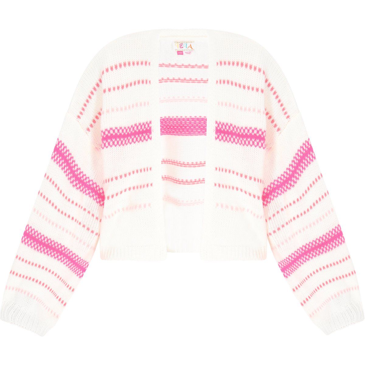 Gestreifte Boho-Strickjacke mit offener Vorderseite