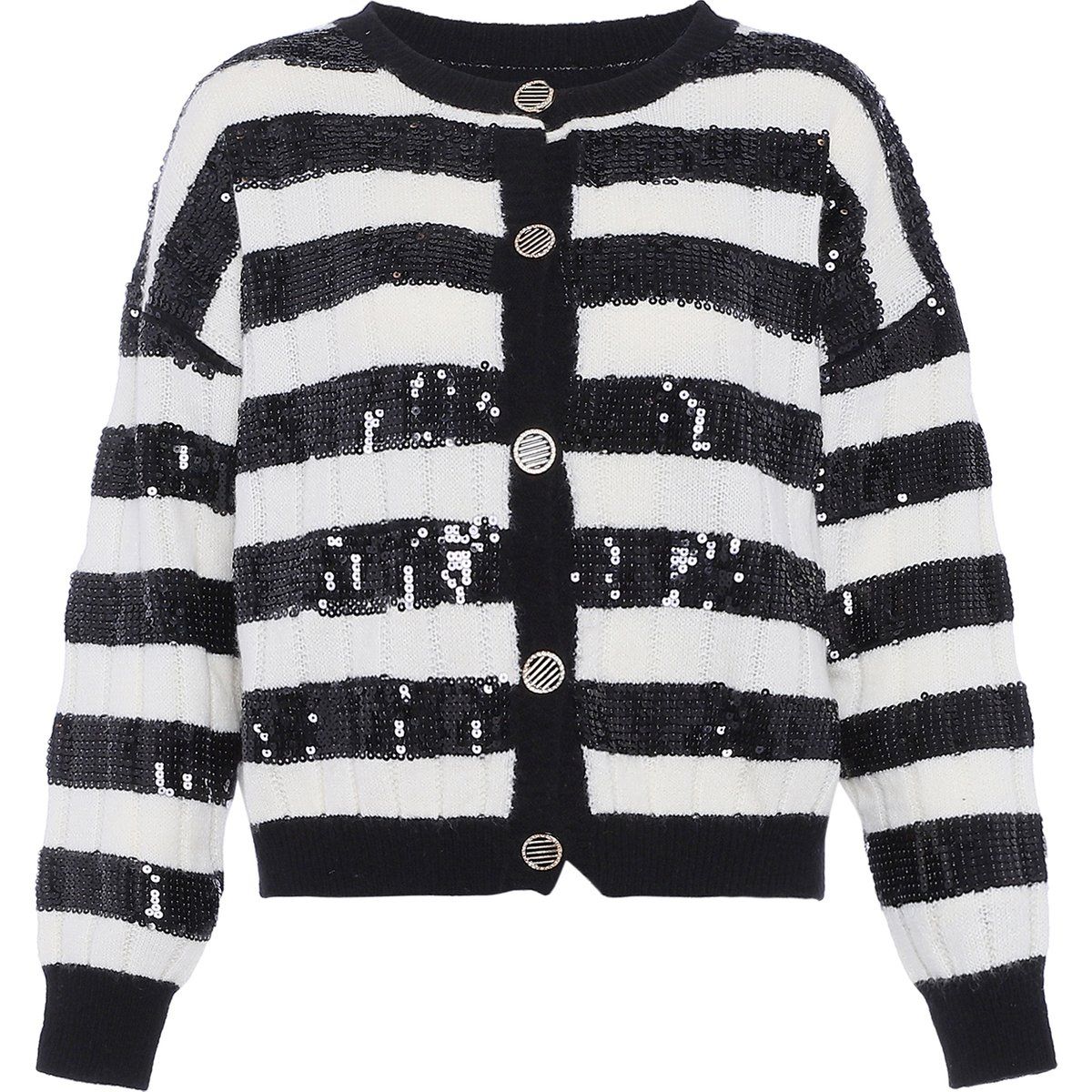 Gestreifter Cardigan mit Pailletten-Details
