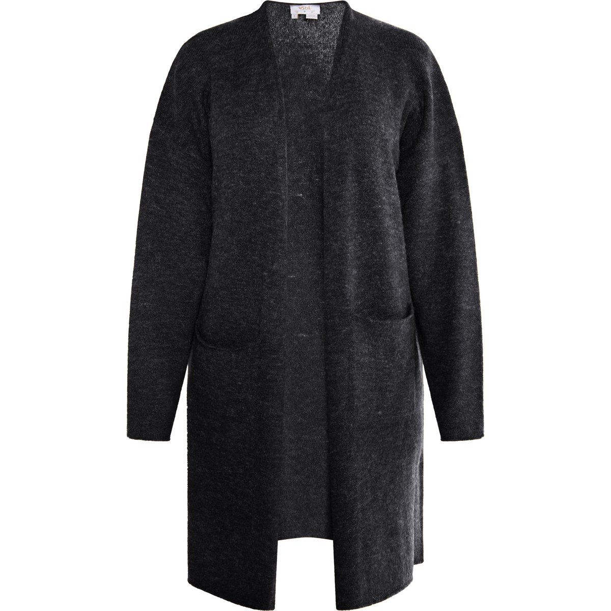 Langer offener Strickcardigan