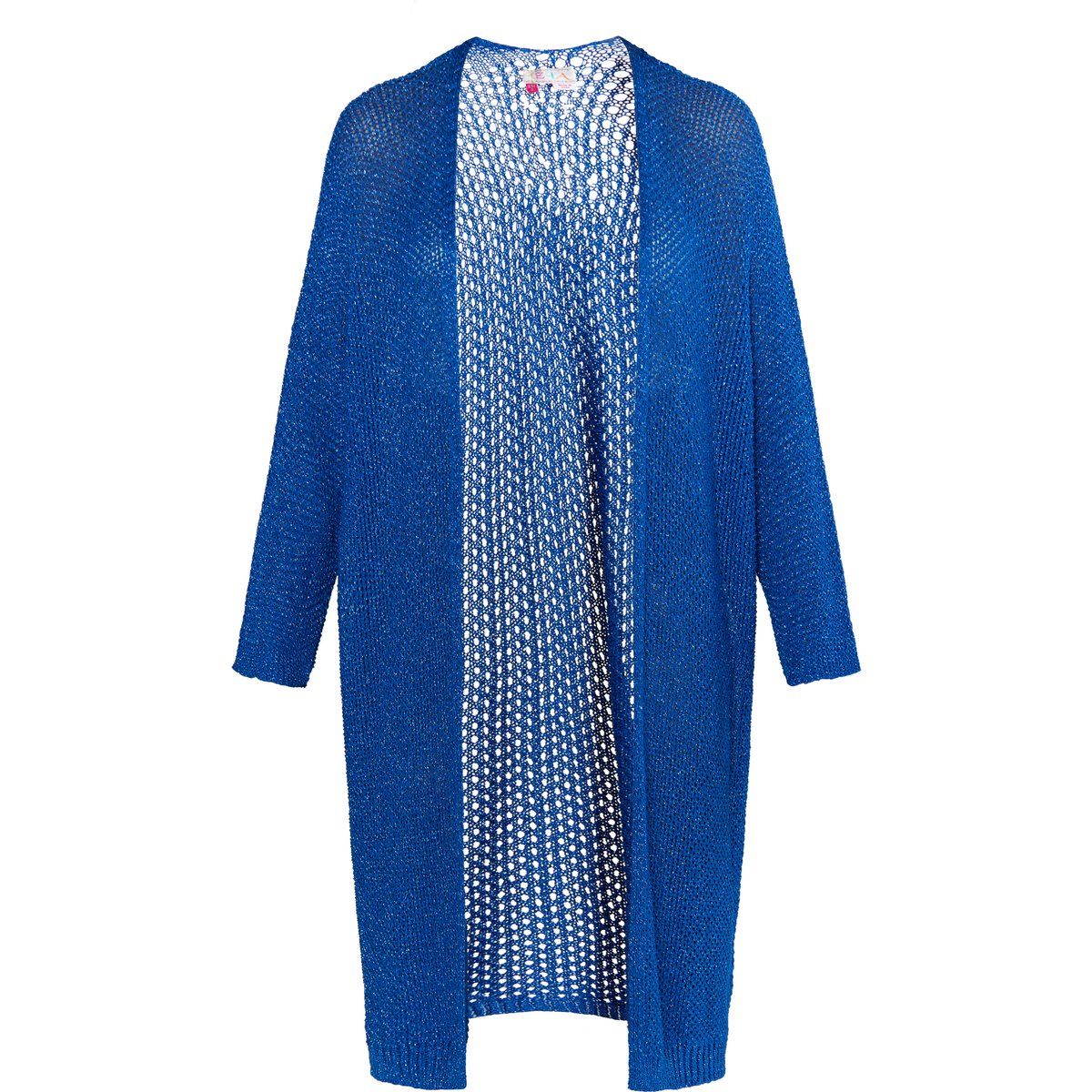 Lange Strickjacke in Metallic-Netzoptik