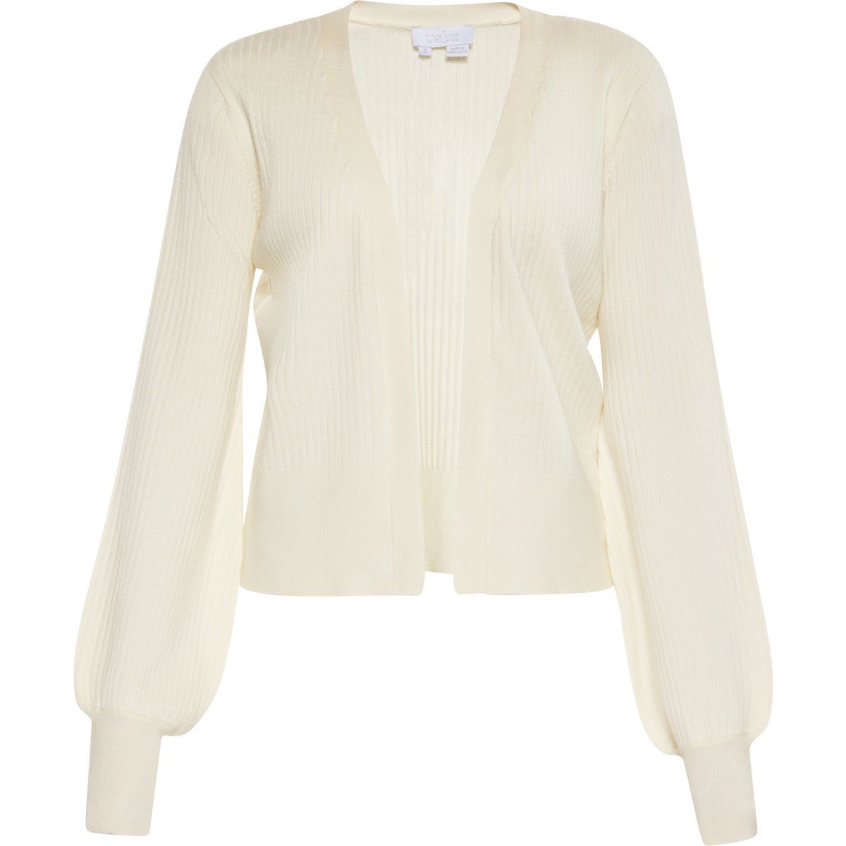 Gerippter Cardigan mit Ballonärmeln