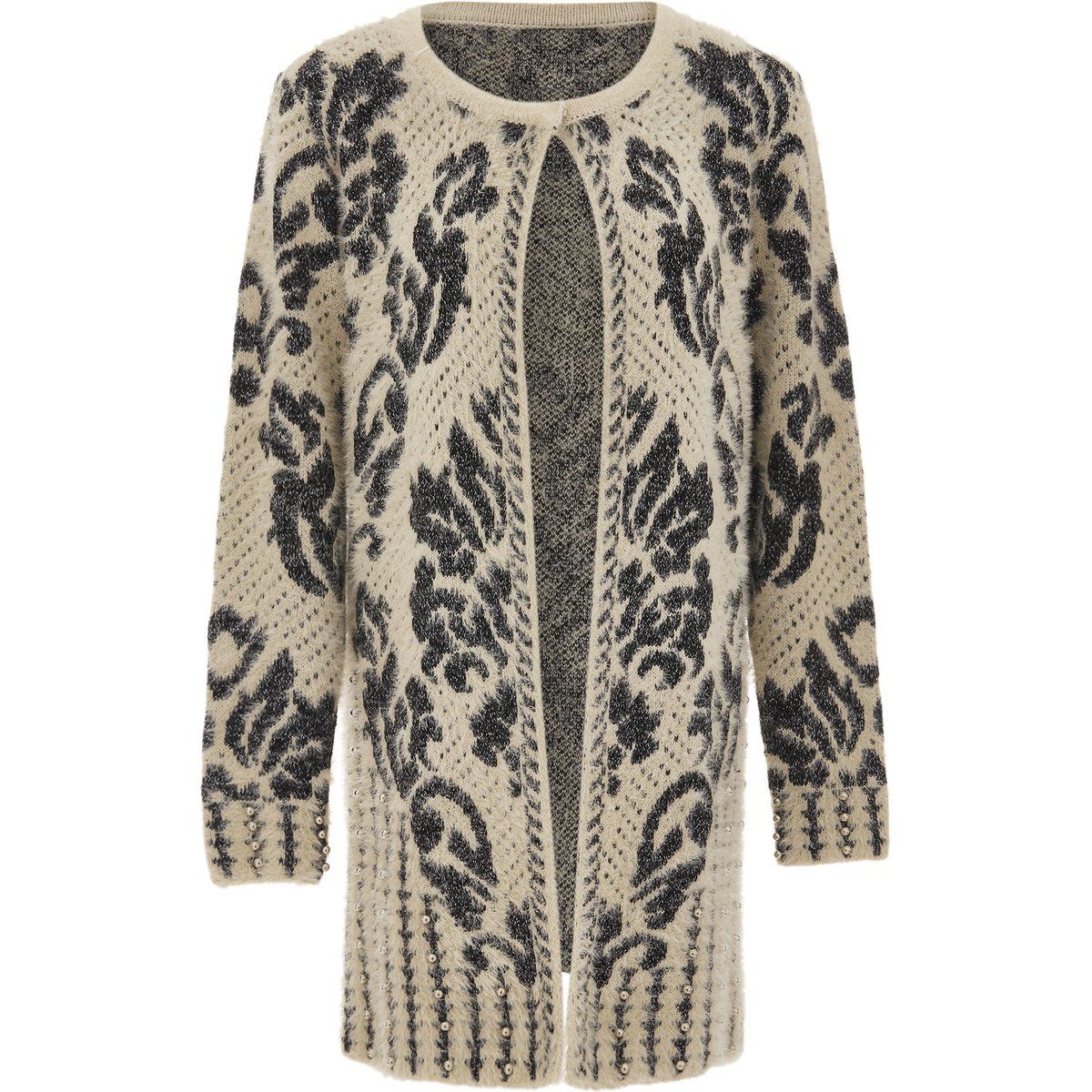 Offener Cardigan mit Ornament-Muster