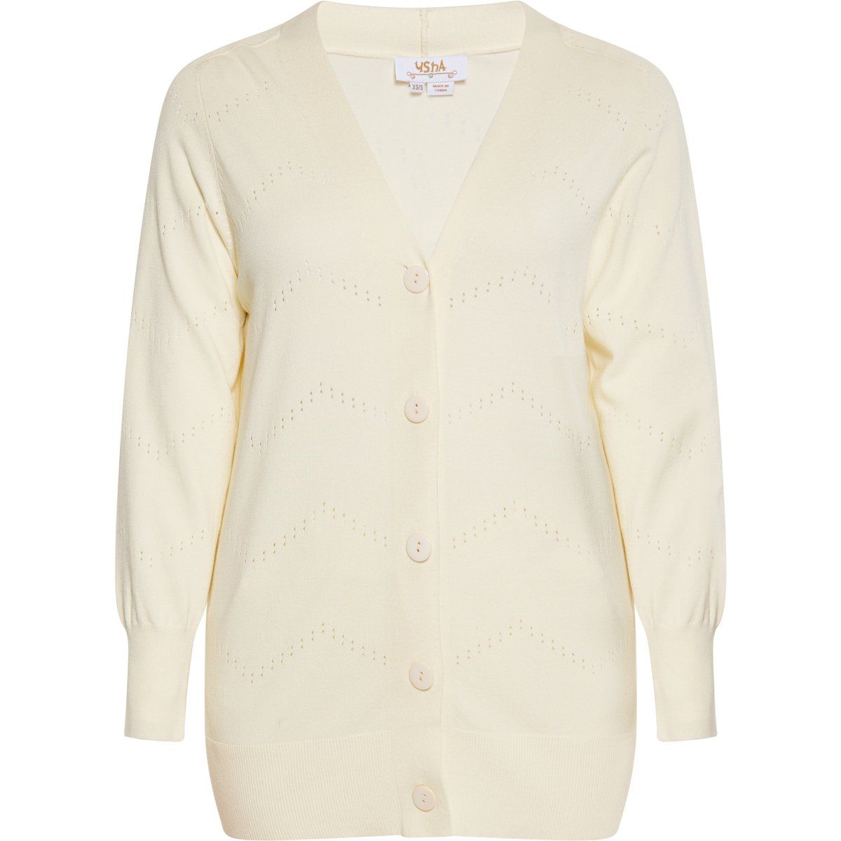 Strickjacke mit Pointelle-Zickzackmuster