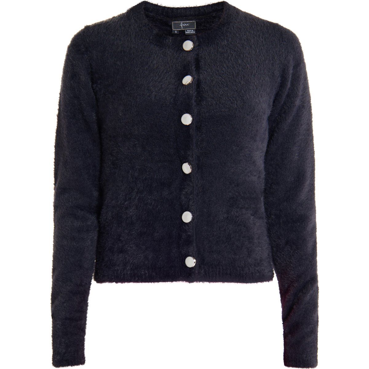 Eleganter flauschiger Cardigan mit Knöpfen