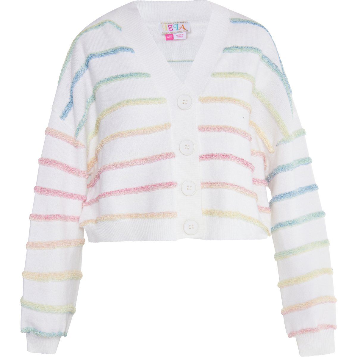 Lockerer Cropped-Cardigan mit Strukturstreifen