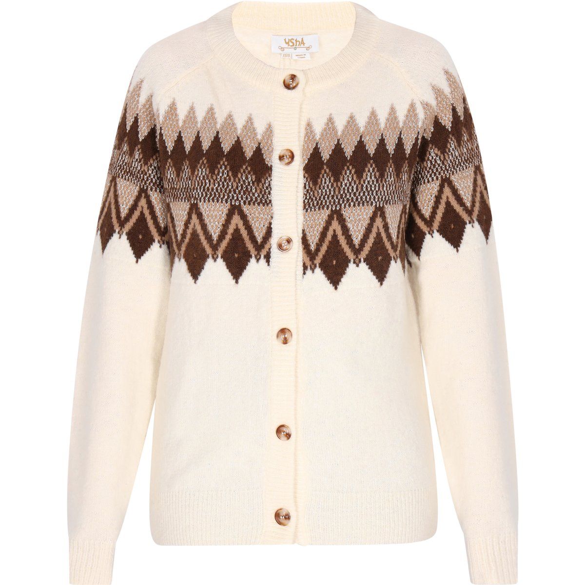 Gemusterte Strickjacke mit Knopfleiste