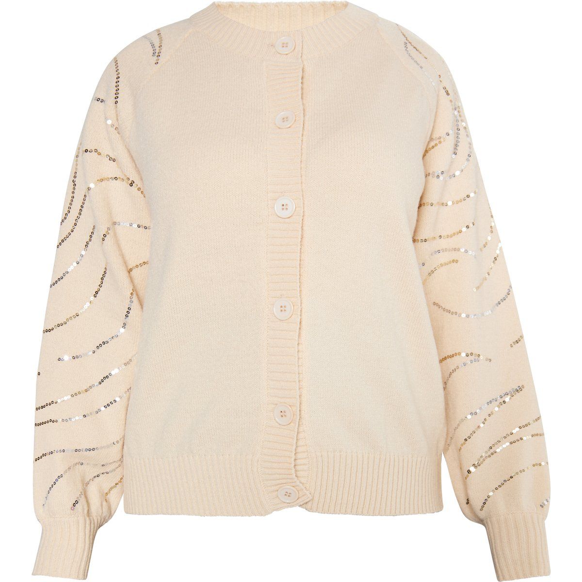 Strickjacke mit Pailletten und Raglanärmeln