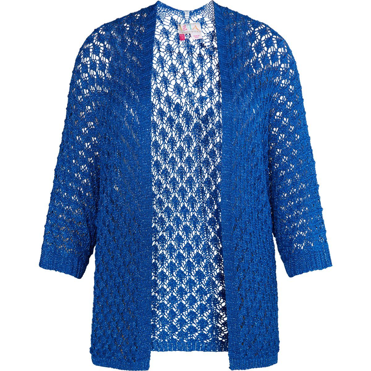 Schimmernde Metallic-Häkelstrickjacke