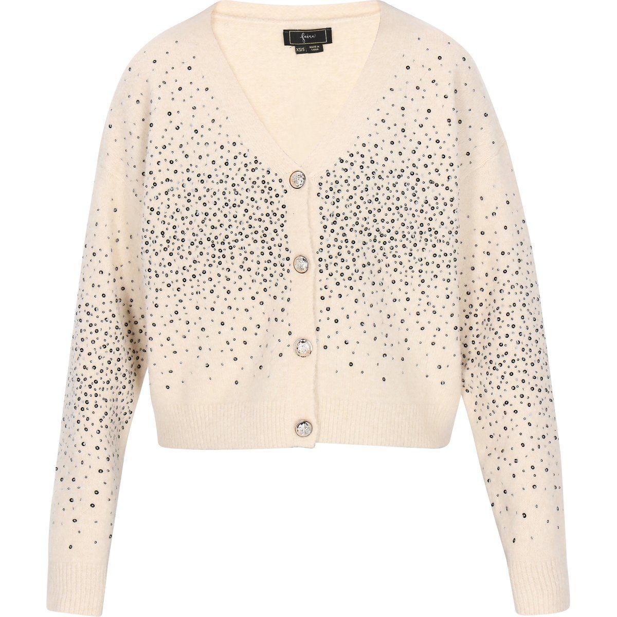 Strickjacke mit Pailletten-Besatz