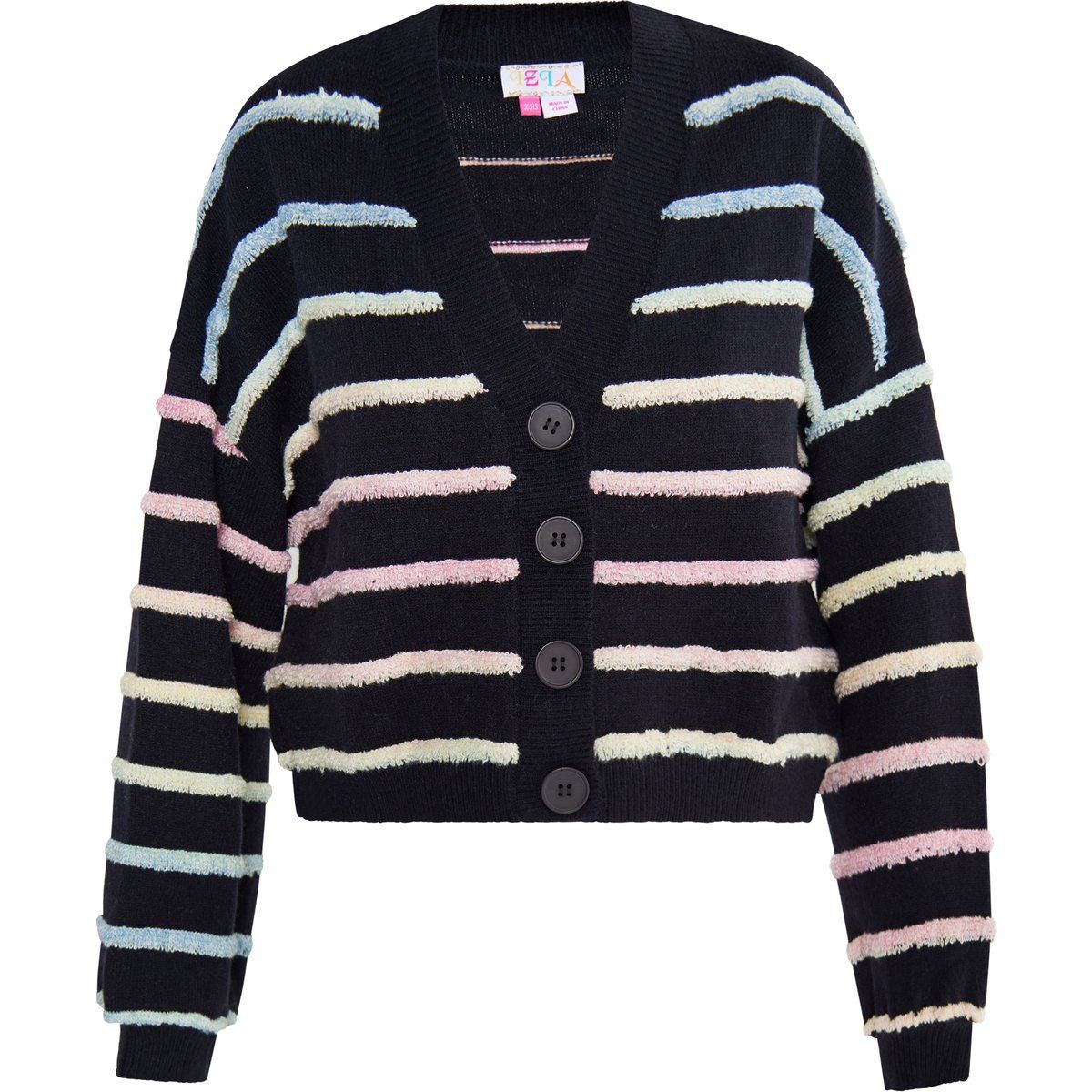 Gestreifte Strickjacke mit Schlaufendetails