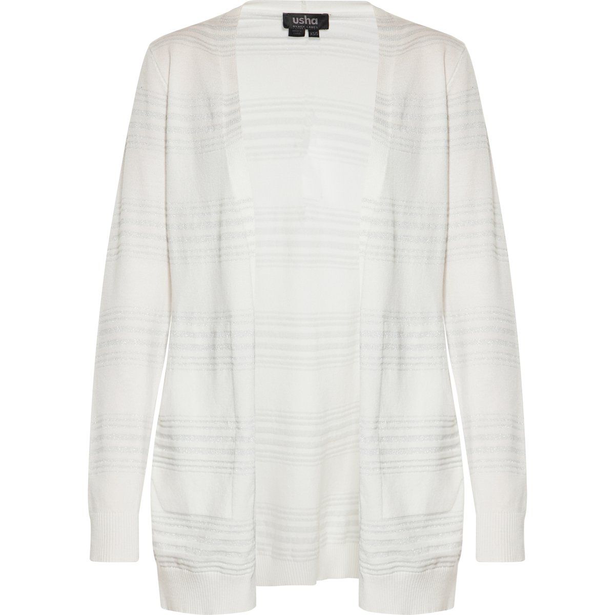 Offener Cardigan mit Metallic-Streifen