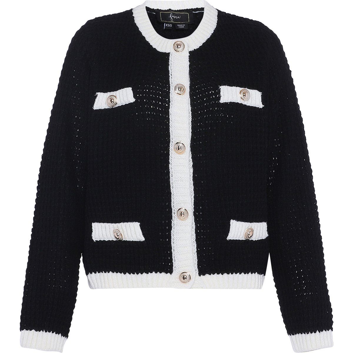 Eleganter Strickcardigan mit Kontrastpaspel