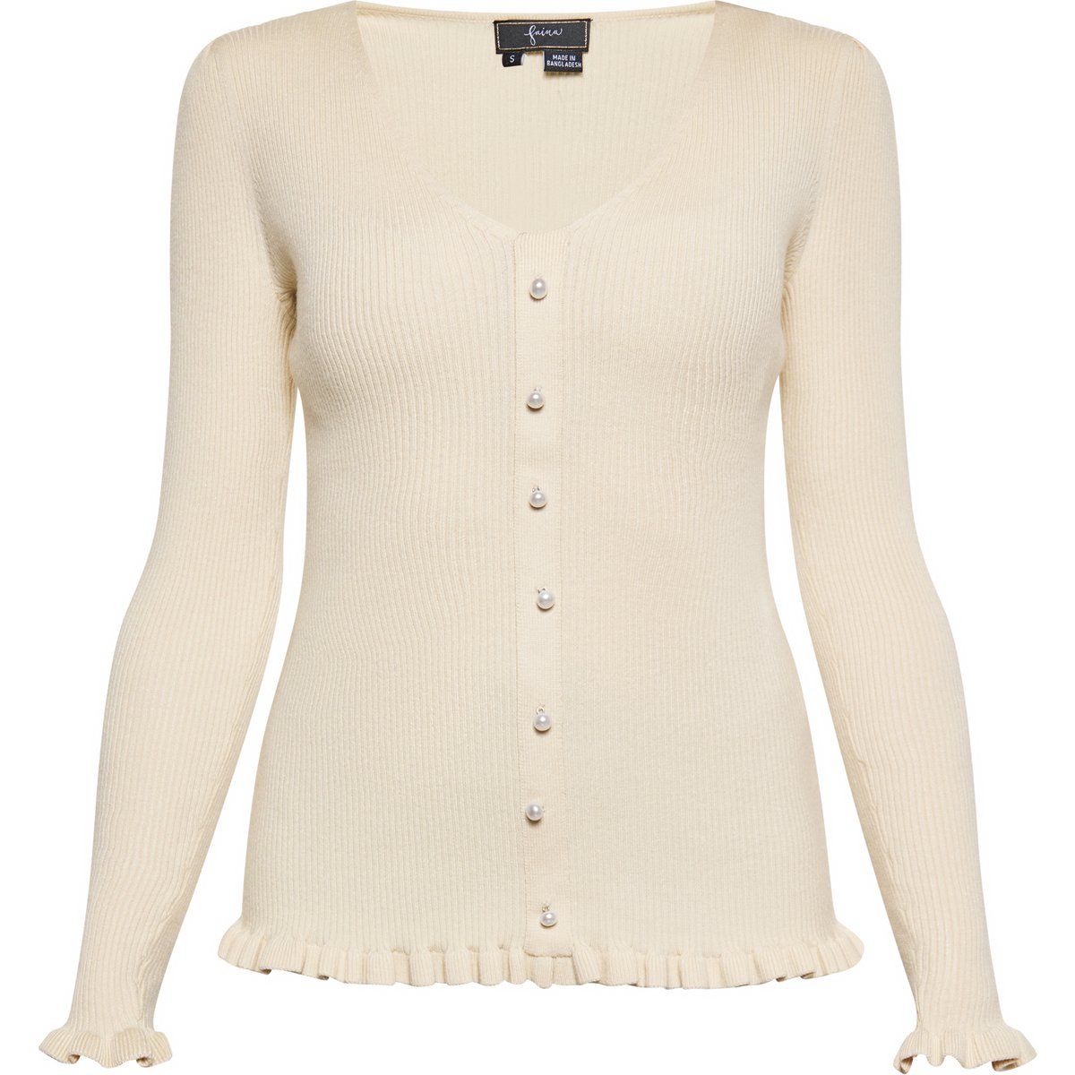 Rippstrickjacke mit Perlmuttknöpfen
