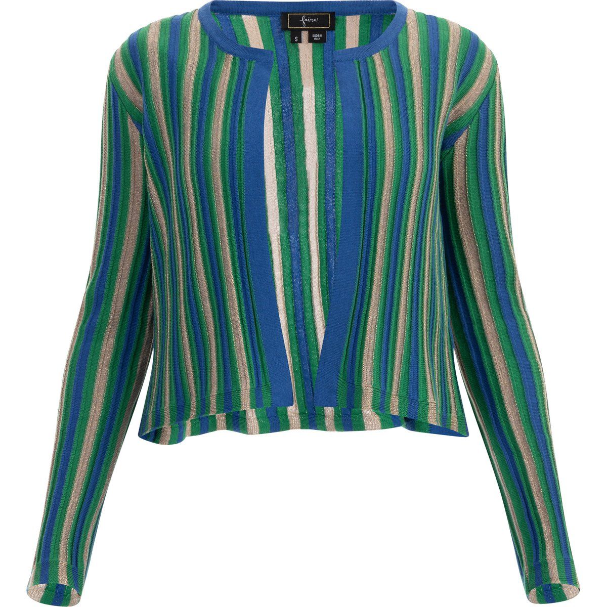 Gerippter Metallic-Cardigan mit Streifen