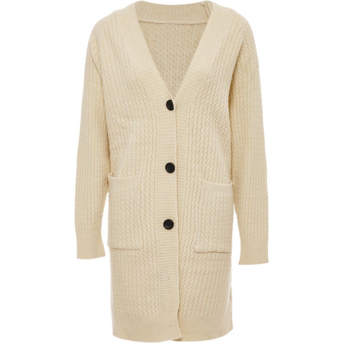 Strukturierte Oversized Strickjacke mit Knöpfen
