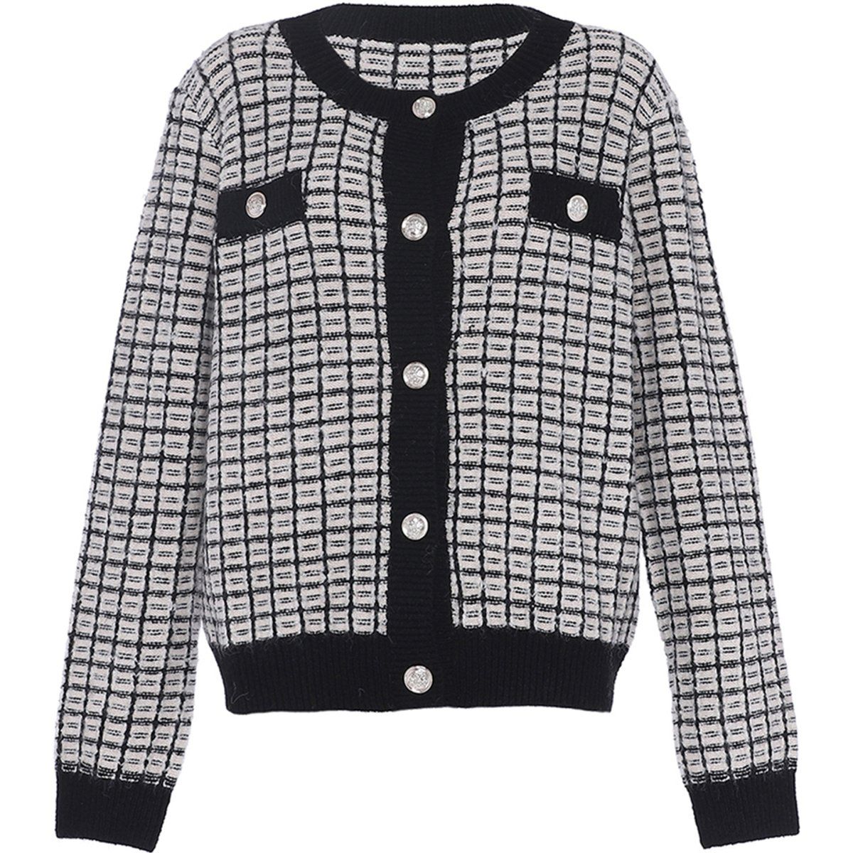 Eleganter Strickcardigan mit Gittermuster