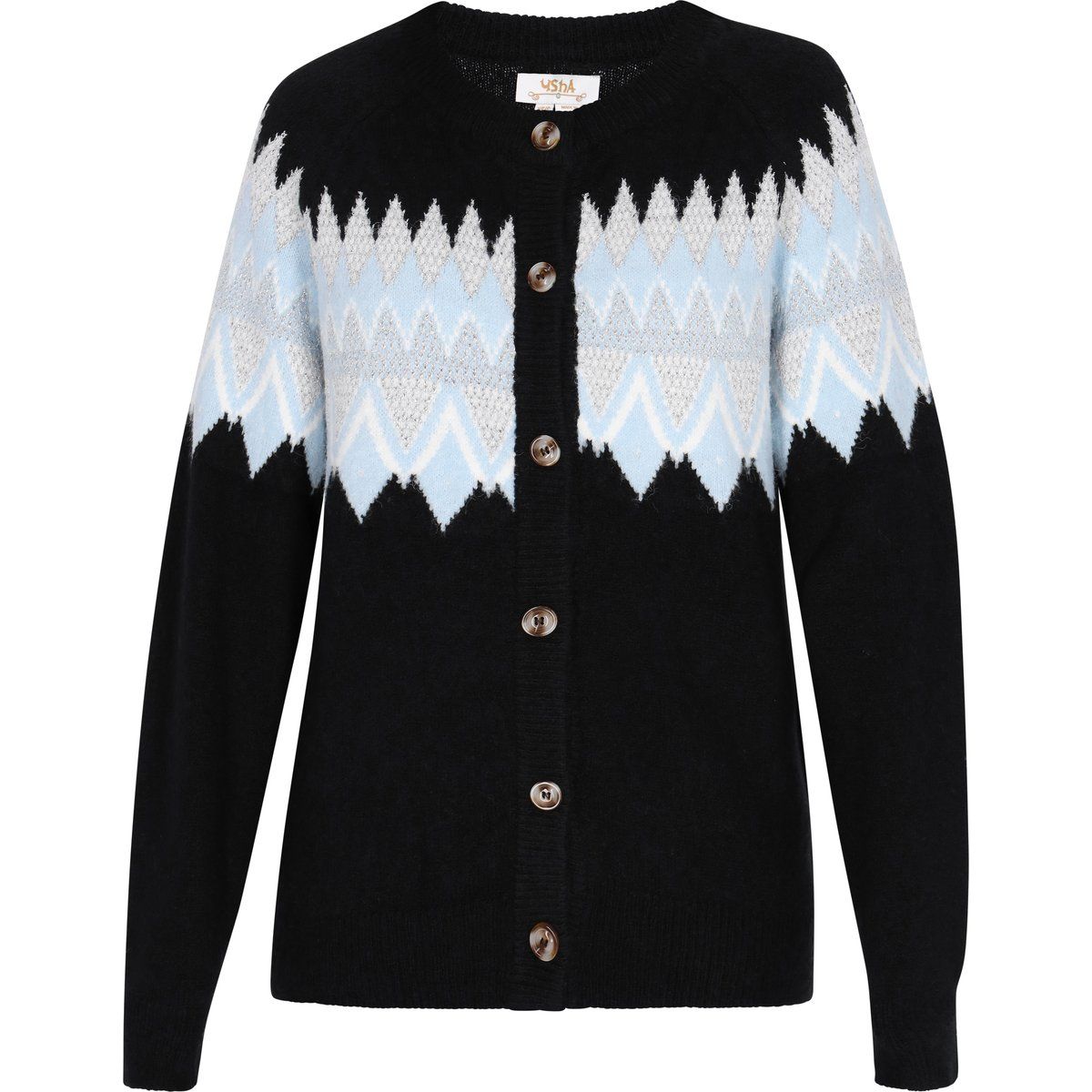 Strickjacke mit geometrischem Muster