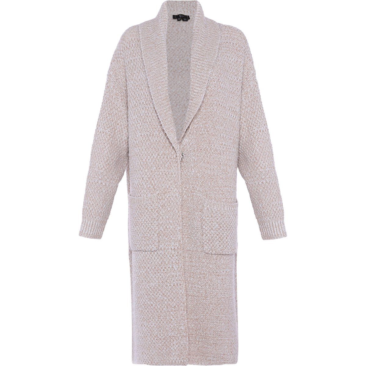 Strukturierte Long-Strickjacke mit Schalkragen