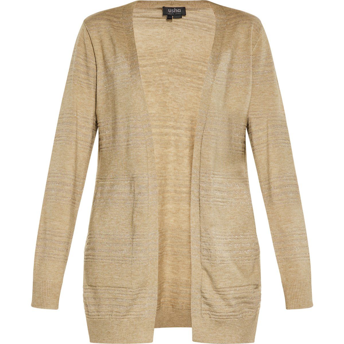 Offener Cardigan mit Metallic-Streifen