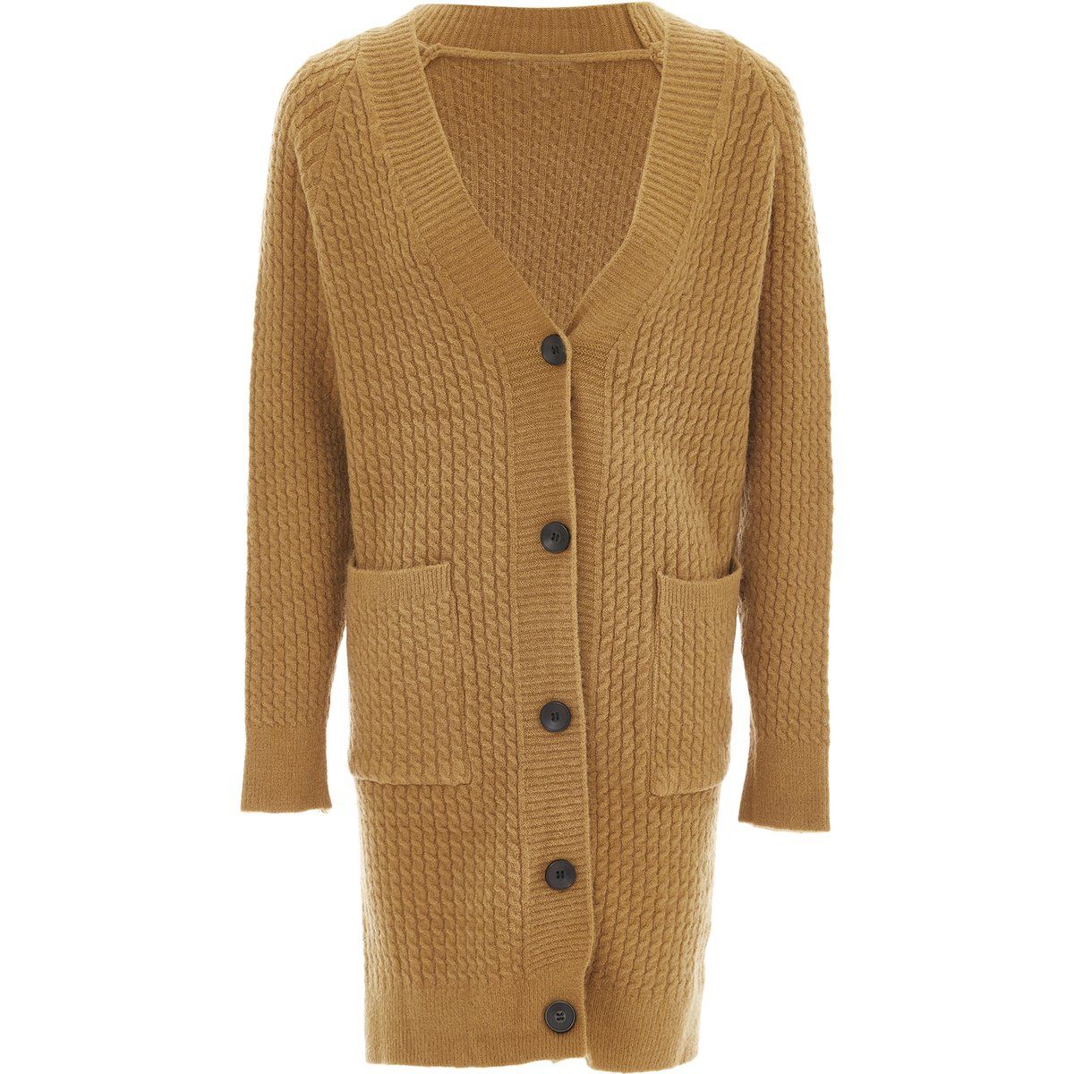 Lange Grobstrickjacke mit Taschen