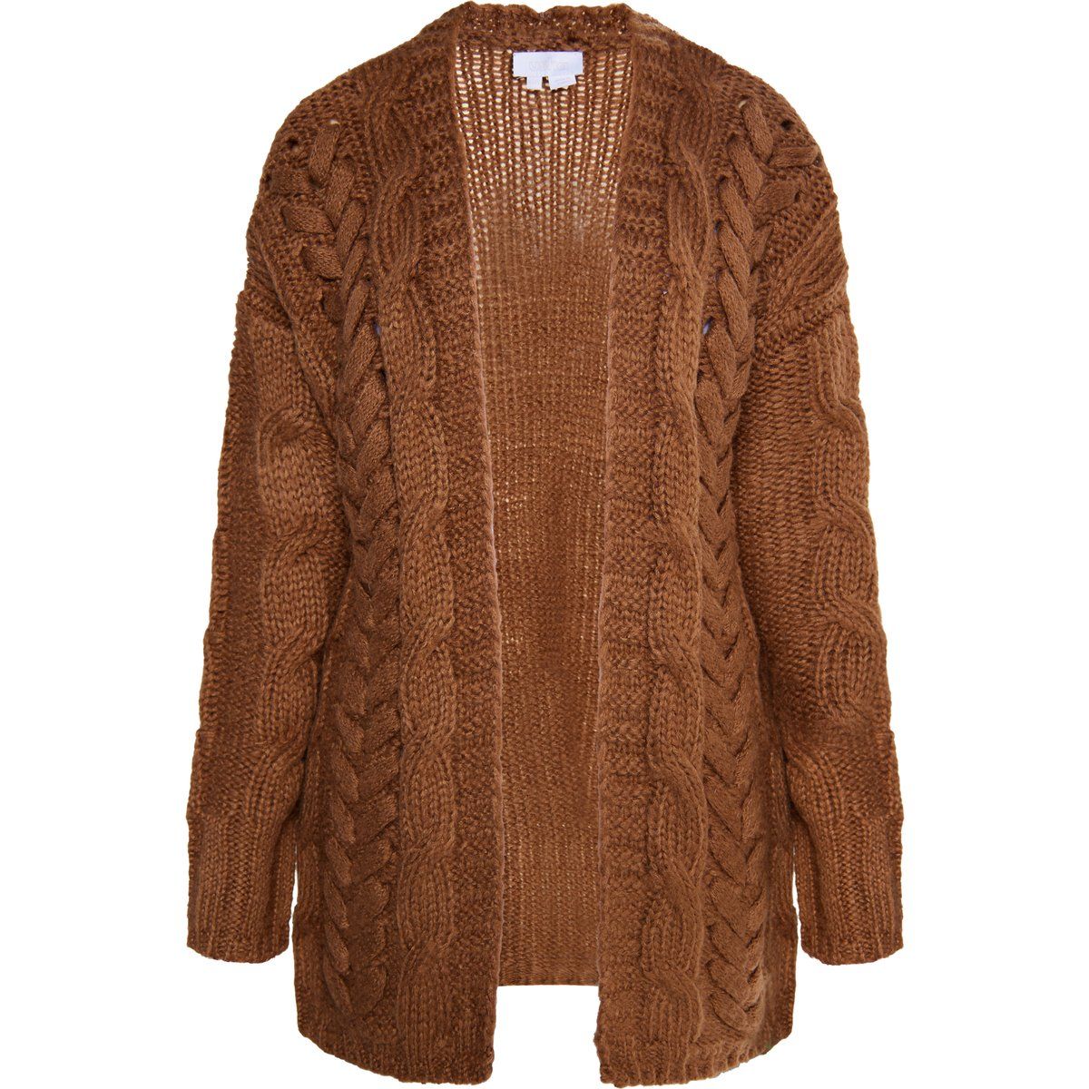 Grobstrick-Cardigan mit Zopfmuster