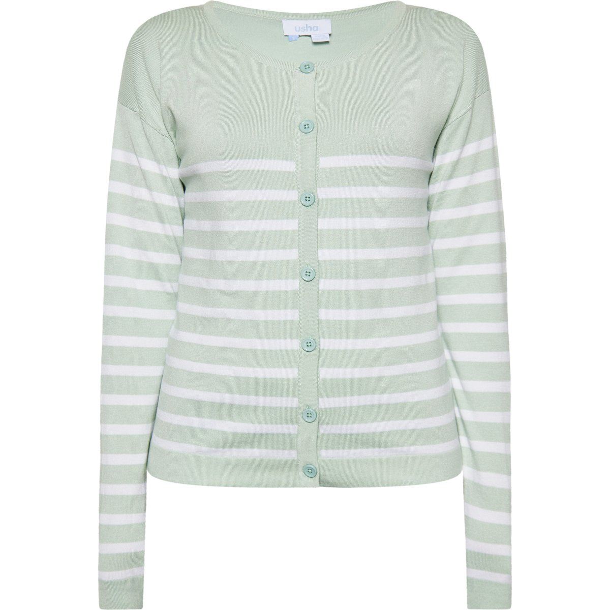 Gestreifter Cardigan mit Rundhalsausschnitt