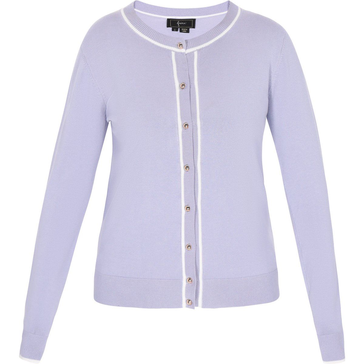 Klassische Strickjacke mit Kontrastbesatz