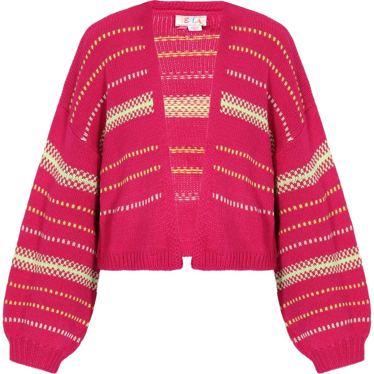 Offene Strickjacke mit Ethno-Streifen