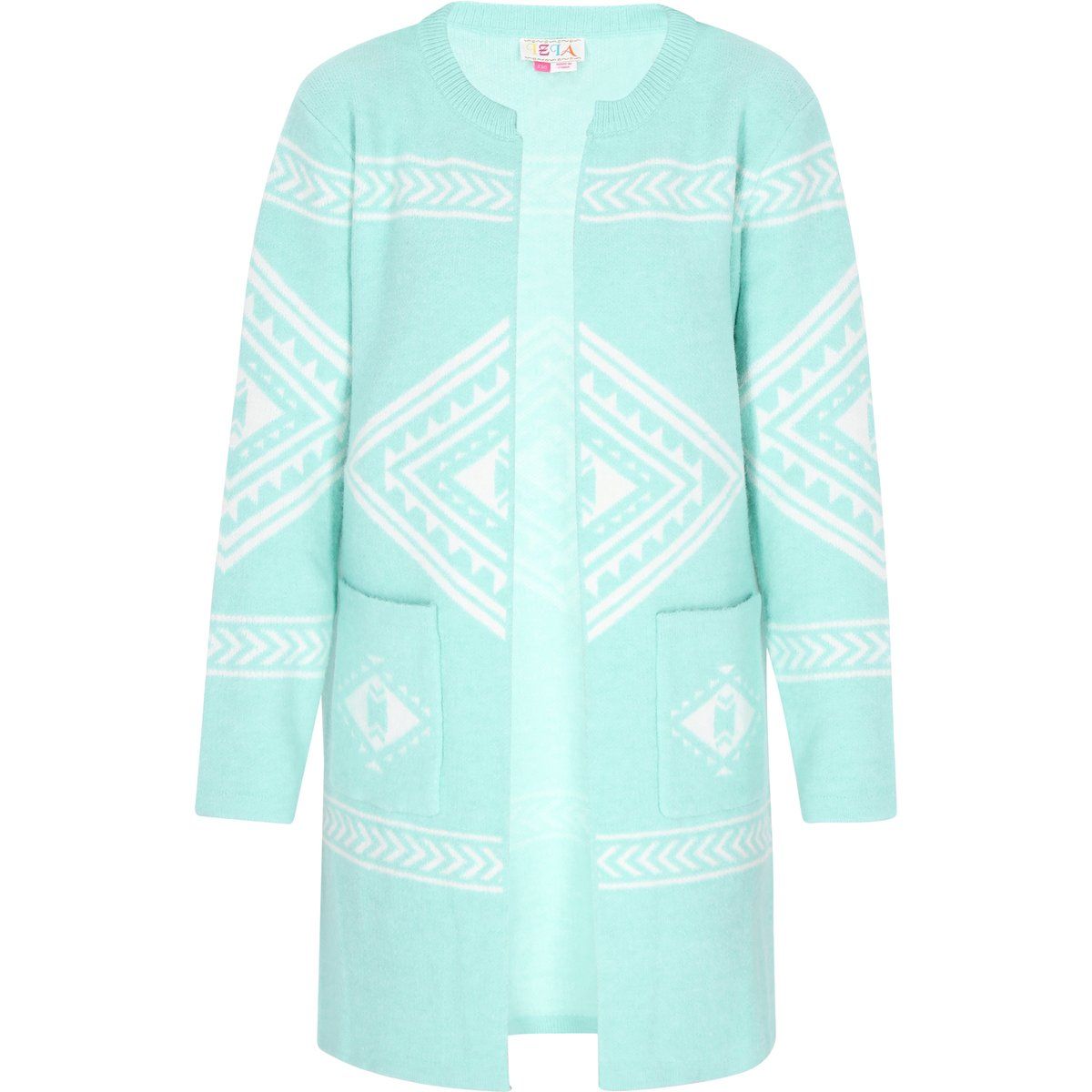Lange Strickjacke mit Aztekenmuster
