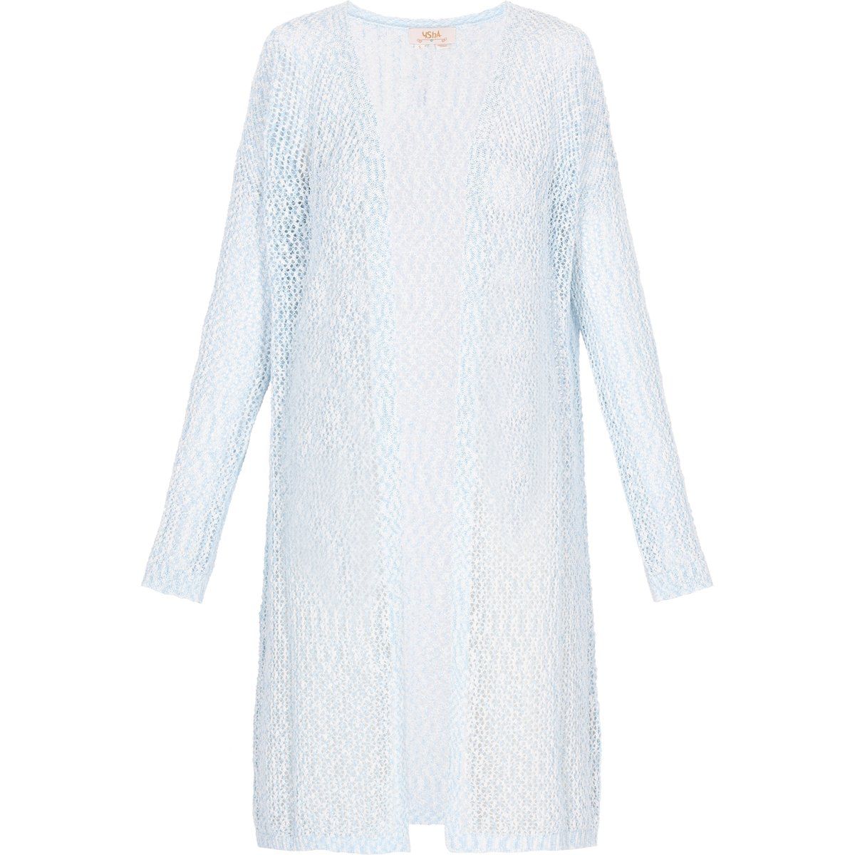 Longcardigan mit Lochstrick-Struktur