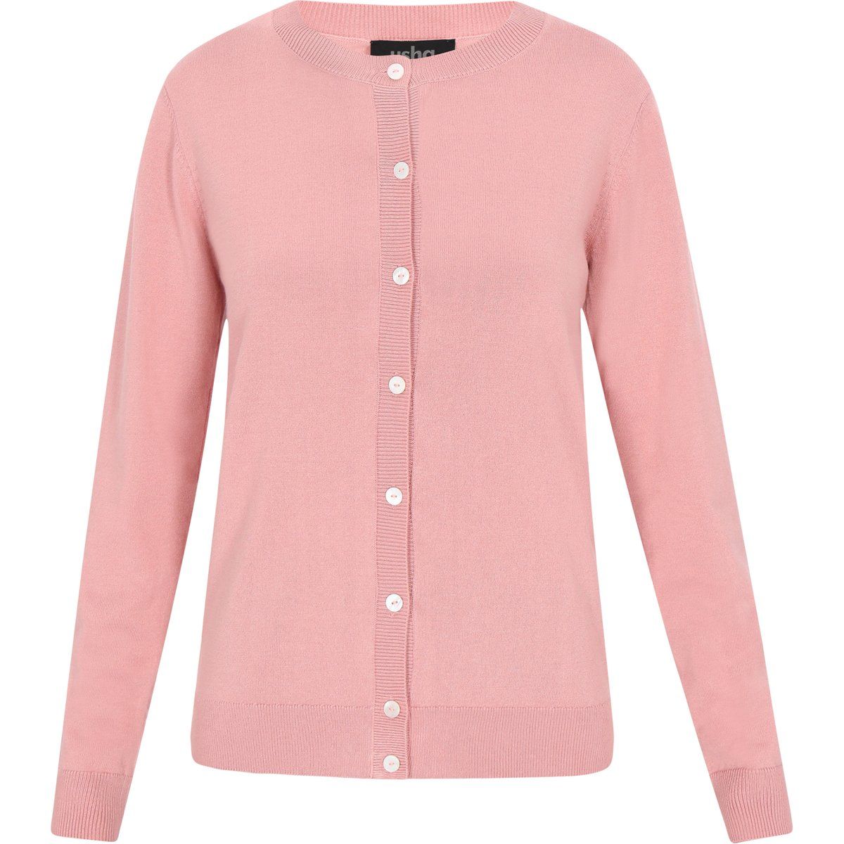 Klassische Taillierte Strickjacke mit Rundhalsausschnitt