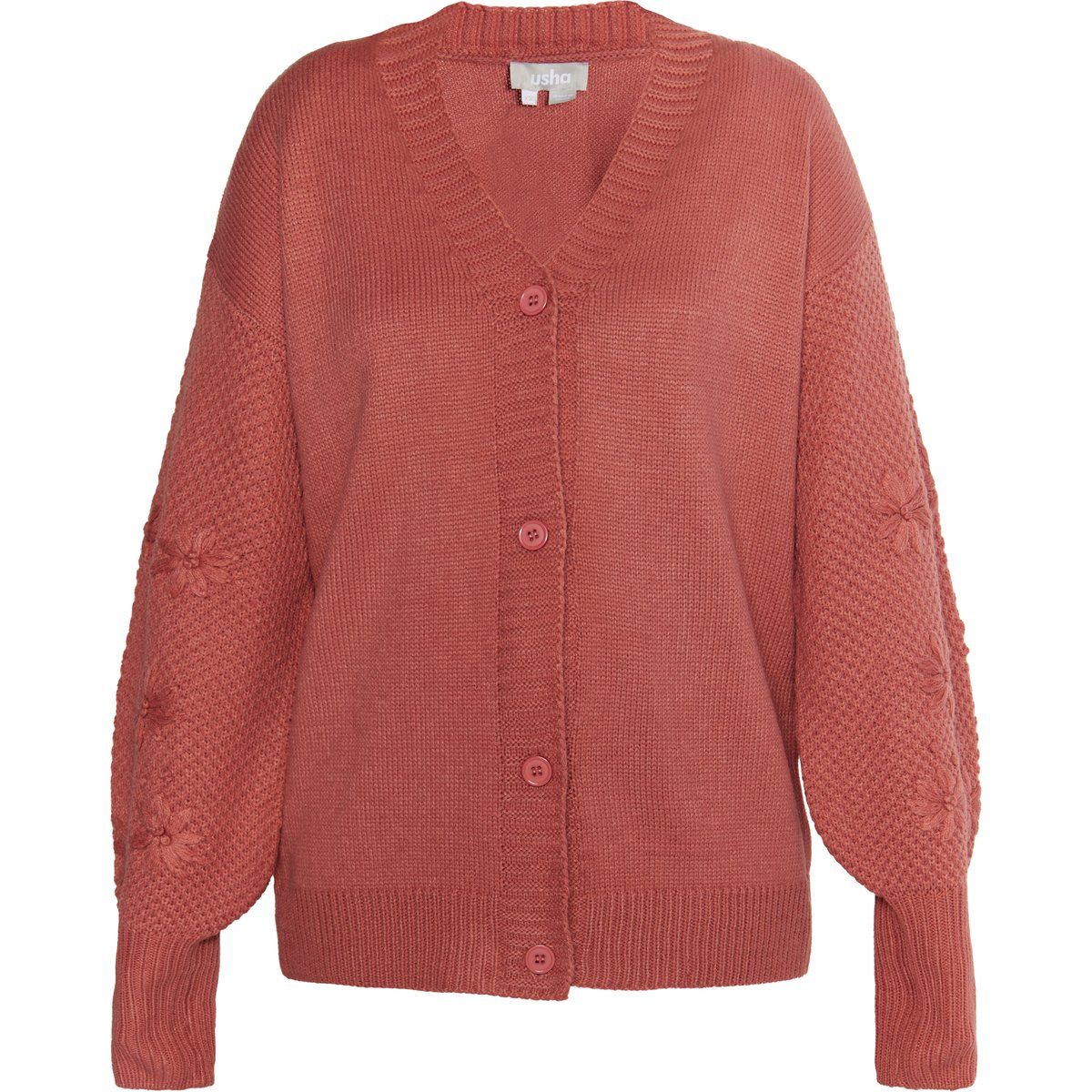 Strickjacke mit V-Ausschnitt und Stickerei