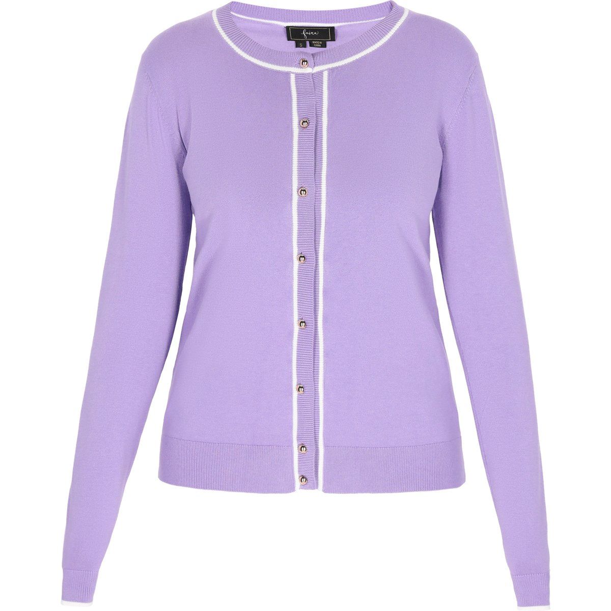 Klassische Strickjacke mit Kontrastpaspelierung