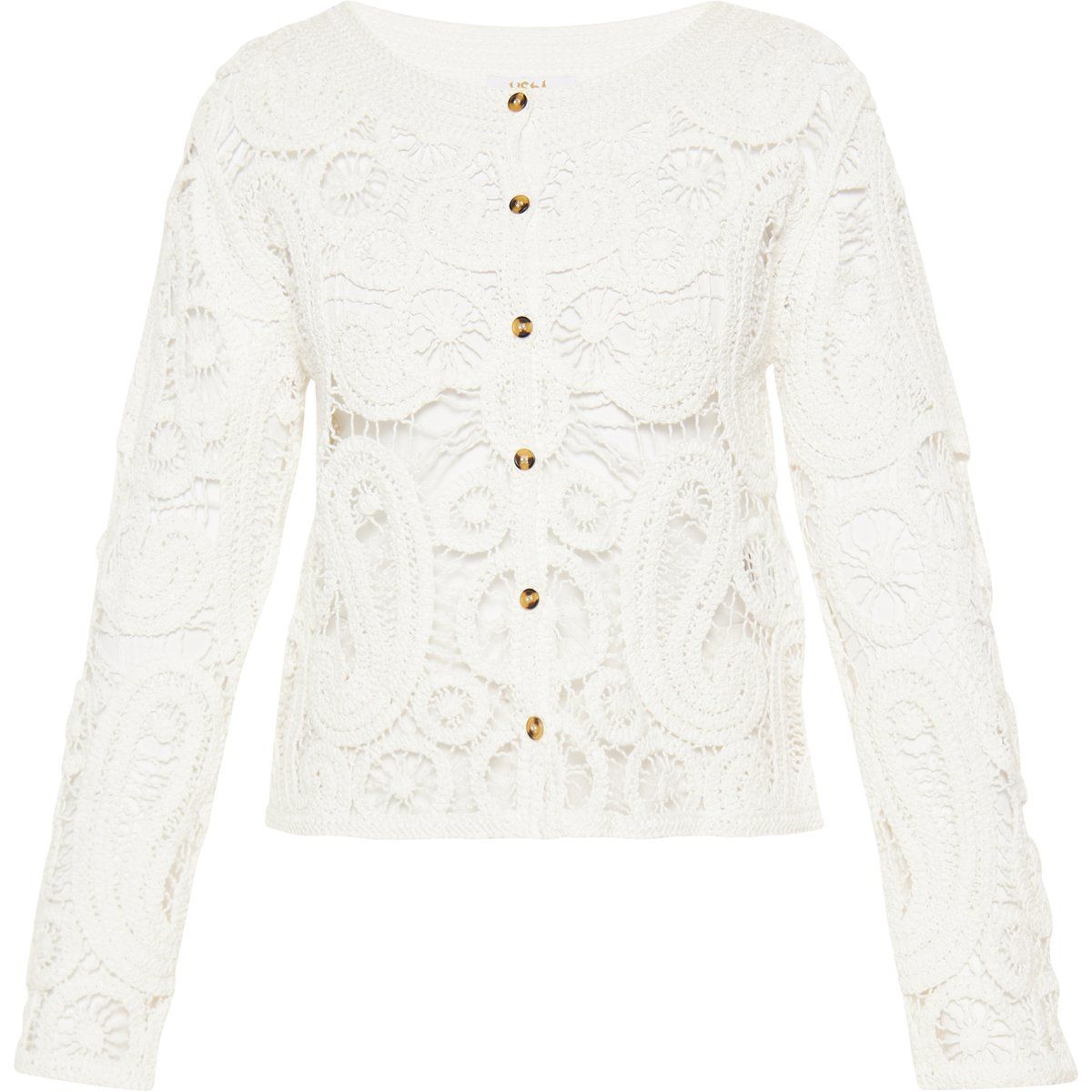 Geblümte Strickjacke mit Ajourmuster