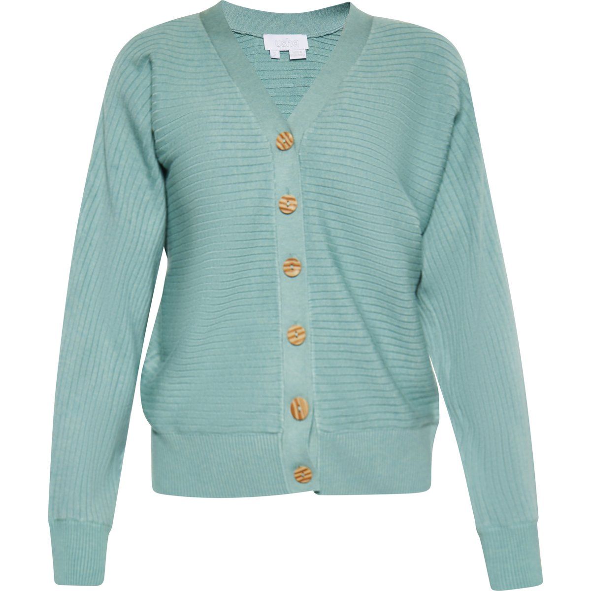 Gerippte Strickjacke mit V-Ausschnitt