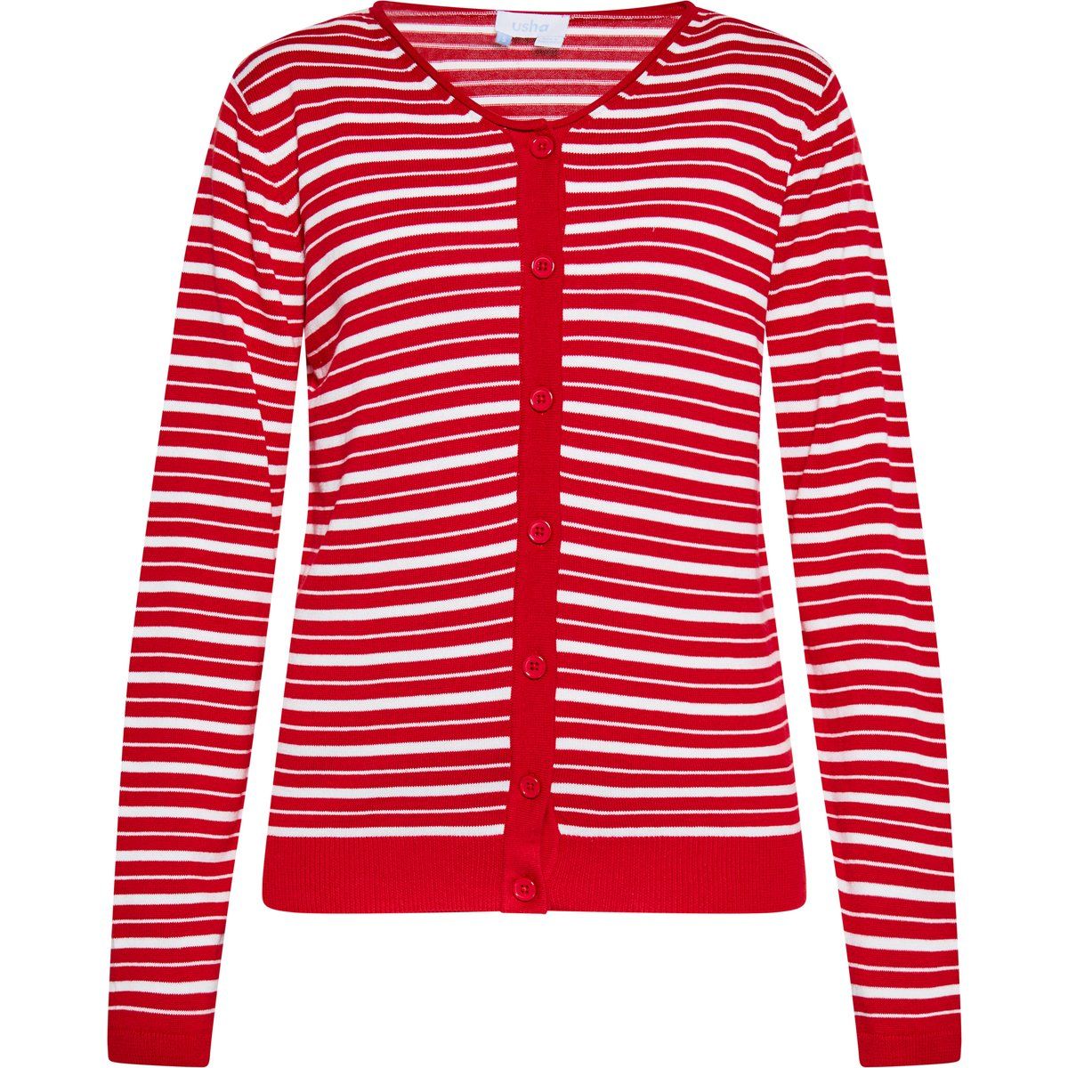 Klassische gestreifte Strickjacke mit Knöpfen