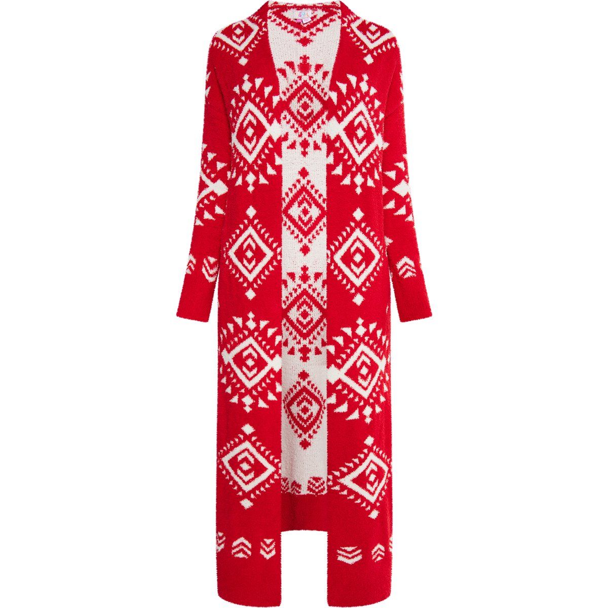 Maxi-Strickjacke mit Ethno-Muster